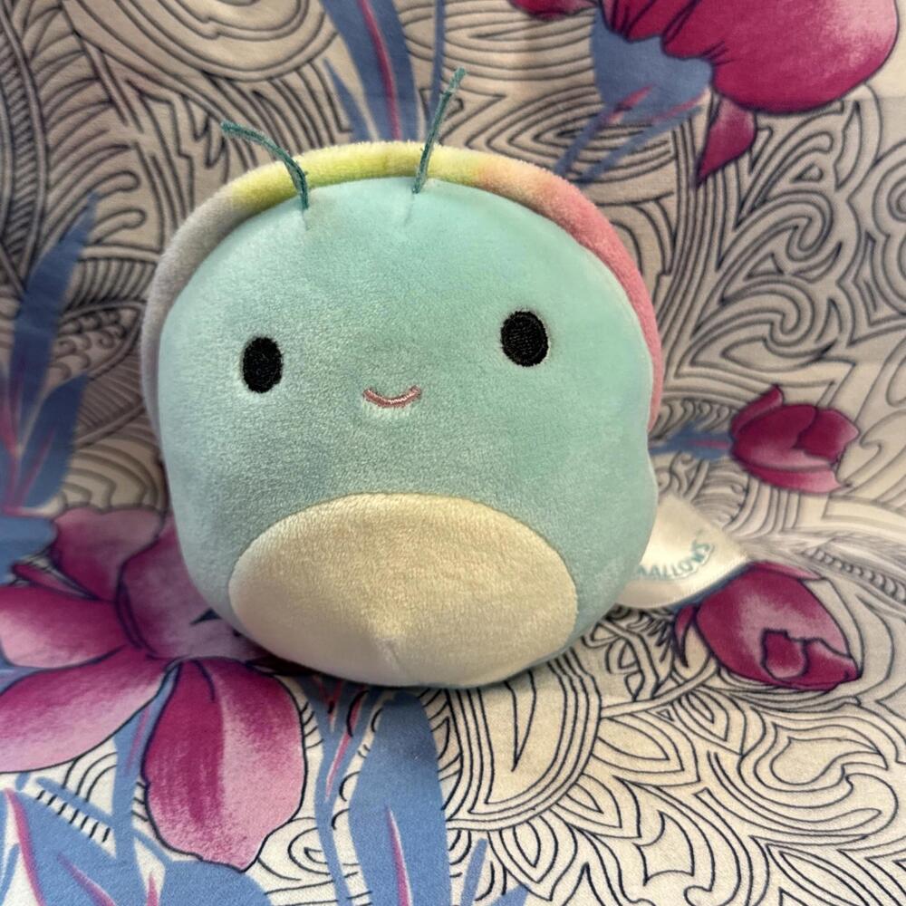 Squishmallows Freya Blue Snail 4" Plush Tie Dye Rainbow Shell Mini Stuffed Toy